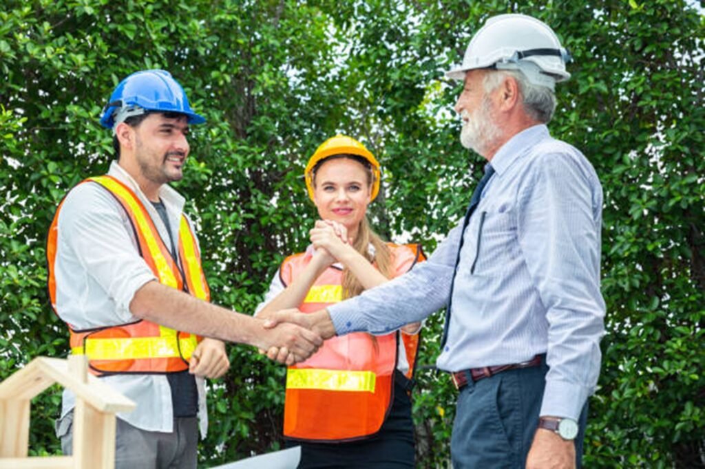 Precision Tree Pros team consulting with a homeowner before a tree trimming project, providing professional guidance and dependable tree care in Fenton, MO.